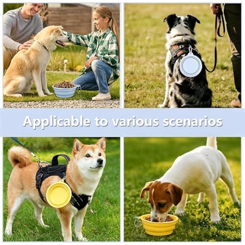 2 PCS Collapsible Dog Bowl, Foldable Dog Water Bowl, Portable Travel Dog Bowl For Food And Water, Non Slip Collapsible Bowl For Outdoor Walking Hiking etc (Yellow+Blue 350ml) — view 5