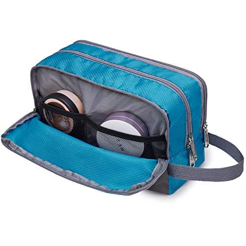 WANDF Toiletry Bag Water-Resistant Nylon Travel Wash Bag Lightweight Dopp Kit for Men and Women (A-Sky Blue) — view 3