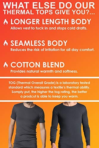 HEAT HOLDERS - Mens Winter Warm Cotton Thermal Underwear Long Sleeve Top Vest (Medium (38-40" Chest), Charcoal) — view 6