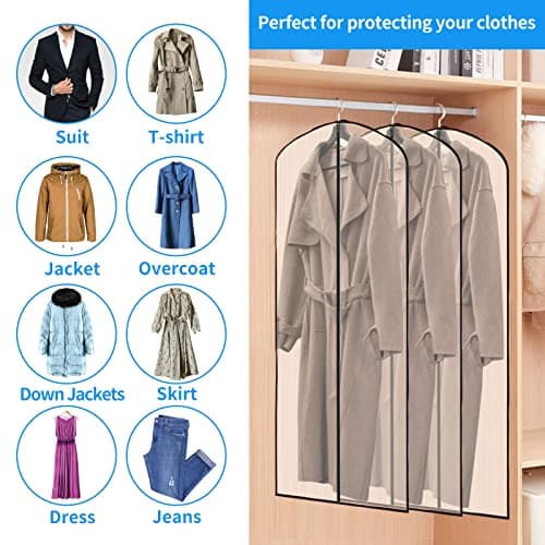 WAORZMK Long Dress Bags, 8 Pack 60 Inch Clear Plastic Garment Covers — view 5