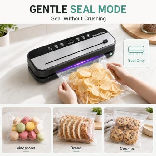 Vacuum Sealer Machine, 75 kPa Food Vacuum Sealer Machine with 100 Pcs Vacuum Seal Bags | Multi-Functional Easy Seal Bag Sealer with UV Sterilization, 30cm Longer Seal | For Kitchen Food Preservation — view 5
