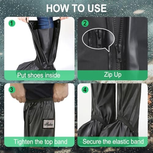 GUDECIUS Overshoes Waterproof Shoe Covers with Reflector PVC Non-Slip Shoe Covers Cycling Shoe Protector Covers for Outdoor Sports Hiking Climbing Camping Travel (2XL,Black) — view 6