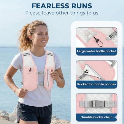 Kartoiy Running Vest Women with Water Bladder, Adjustable Running Hydration Vest Mens, Lightweight & Breathable Hydration Backpack for Trailrunning Hiking Marathon Cycling(Pink) — view 6