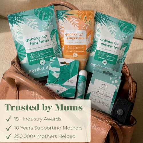 Myrtle & Maude - Ultimate Nausea & Morning Sickness Bundle - Queasy Days Tea, Vitamin B6 Peppermint Bon Bons & Ginger Gins, Aromatherapy Inhaler Nasal Stick & Nausea Relief Acupressure Wristbands — view 6