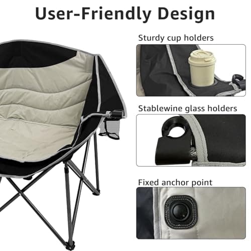 Jacgood Oversized Double Camping Chair, 55.2" Padded Loveseat 660 lbs — view 6