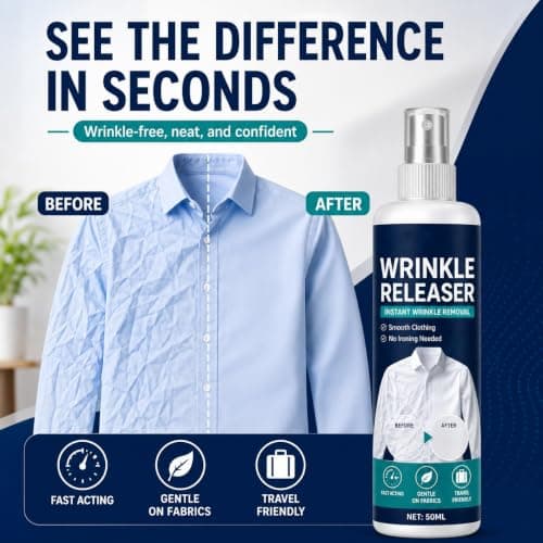 Crease Release Spray,Instant Wrinkle Releaser Spray,Fabric Refresher & Wrinkle Release Spray,No Iron Fabric Smoothing Agent,Reduces Creases on Shirts, Bedding and Curtains,Travel Friendly, 50ml — view 4