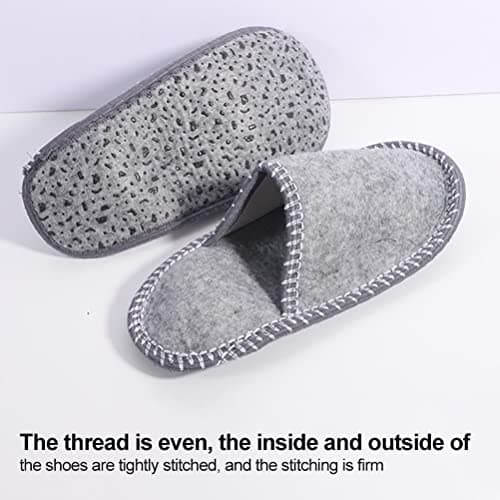 6 Pairs Disposable Fleece Felt Slippers, Portable Washable Non-Slip Slippers for Family Spa Guests Hotel Travel Beige XS Large for Women/Men — view 2