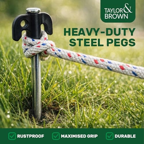 Taylor & Brown 20 Pack Heavy Duty Tent Pegs - Durable Galvanised Steel Ground Stakes Rust-Resistant Tent Pegs Metal Heavy Duty for Camping, Gazebos, Hiking & Outdoor — view 2