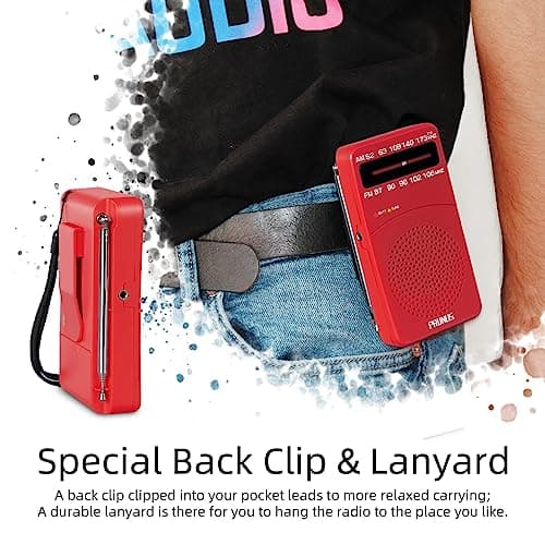 J-166 Portable Radio Battery Operated, AM FM Radio Pocket, Small Radio Transistor with Tuning Light, Back Clip, Excellent Reception for Outdoor & Indoor & Emergencies by PRUNUS — view 6