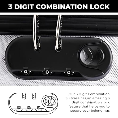 55x35x20 Cabin Suitcase Carry on Hard Shell Hand Luggage Cabin Bag Case Approved for Ryanair EasyJet 2 + Many More Small Fits 8kg-10kg 35 Litre Capacity 3 Digit Lock + Telescopic Handle Cabin Luggage — view 6