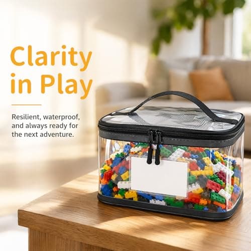 7 Pack Extra Large Toy Storage Bags with Labels, Clear PVC Organizing Bags with Double Zipper, Reusable Waterproof Toy Bags with Handle, Travel Case Pouch for Building Blocks, Puzzles, Board Games — view 5
