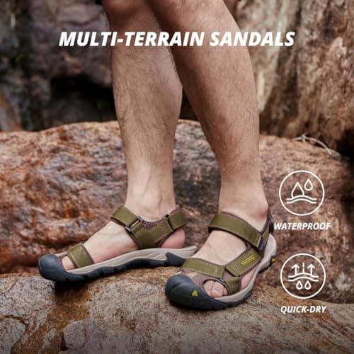 Camel Crown Men's Waterproof Hiking Sandals Closed Toe Water Shoes Athletic Sport Sandals for Summer Outdoor Beach Wading Boat, Green camouflage, 31.0 cm M — view 2
