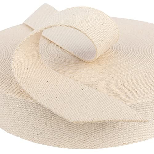 Cotton Bag Strapping - 35mm Wide Premium Rucksack Luggage Strap, Cotton Fabric, Webbing Strap, Heavy Duty Straps, Bag Making Supplies, Upholstery Strap by Discount Fabrics LTD (Natural,10m)