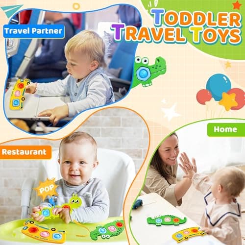 Bambebe 3PC Fidget Popper Sensory Toys, Pop It Toys for Toddlers Autism, Montessori Baby Toys for Airplane Travel Car, for 12+ Months 1 2 3 Year Old Boys & Girls — view 3