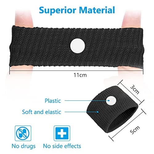 ACWOO Motion Sickness Wristbands, 6 Pairs Natural Sickness Bands for Kids & Adults, Anti-Nausea Wristbands for Car Sea Sickness, Relief Wristbans for Sea Flying Travel (6 Pairs -B) — view 2