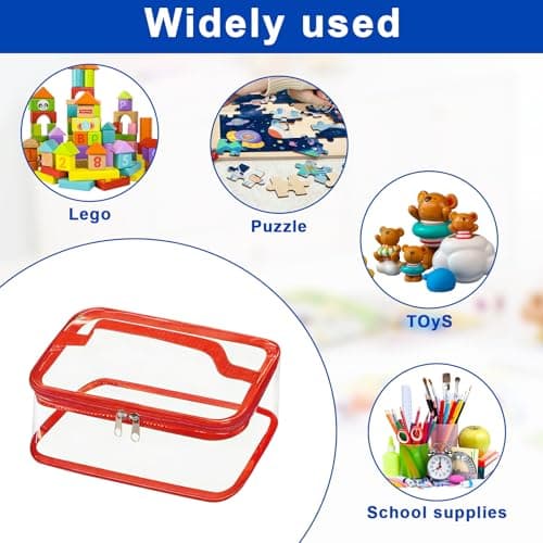 Emwel 4 Pcs Toy Storage Bags-Clear PVC Organizing Bags Storage for Kids-Zippered Toy Container with Handle -Reusable Waterproof Travel Case Pouch for Building Blocks, Puzzle, Balls, Pretend Play Toys — view 5