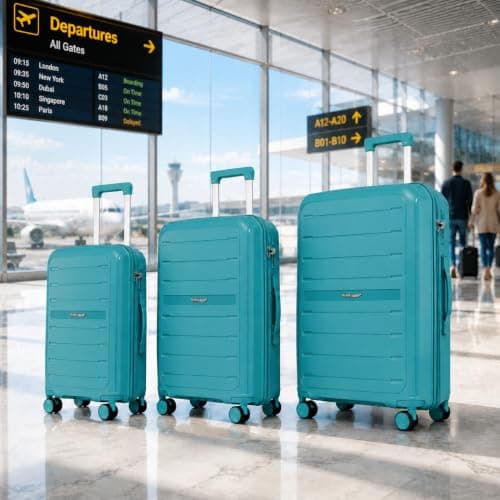 Fly Kite Luggage 20 Inch Cabin Suitcase 100% Polypropylene Hard Shell with Aluminium Trolley Handle, Real TSA Secure Lock 3 Digit 360° Smooth Wheels|Turquoise — view 4