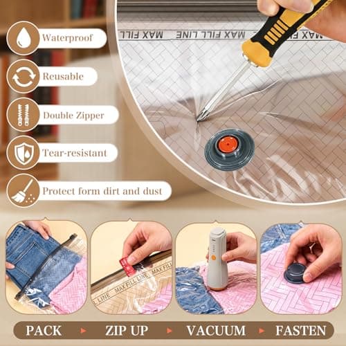 QcoQce Vacuum Storage Bags with Cordless Pump,11-Piece Space Saver Set — view 5