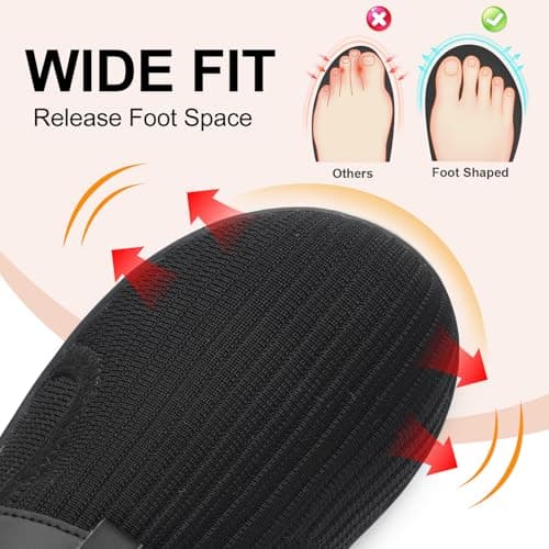 Barefoot Walking Shoes for Women Wide Toe Box Casual Trainers Adjustable Strap Breathable Women's Diabetic Shoes Black 8 UK — view 3