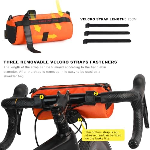 Rhinowalk Bike Handlebar Bag - Front Bag with Shoulder Strap for Road & Mountain Bikes (Orange) — view 4