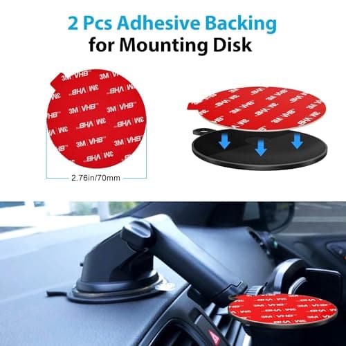 volport Super Strong Sticky Adhesive Pads 2.76"/70mm Dashboard Pad Mounting Disk Adhesive Replacement Tape Double Sided Stickers for Suction Cup Dashboard Phone Holder & Windshield Car Mount, 2 Pack — view 4