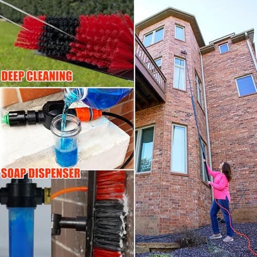33ft Carbon Fiber Waterfed Cleaning Pole Kit10m Pole & 20m Hose with Soap Dispenser for SoPanels Roofs and Car WashingUltimate Reach & Efficiency — view 5