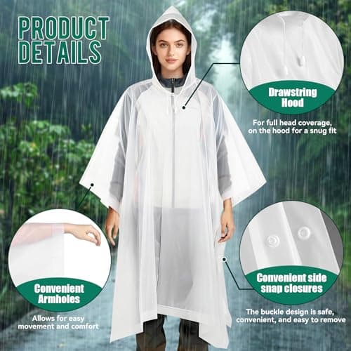 Aolegoo 2 pack of Rain Ponchos, Portable Adults Waterproof Ponchos, Reusable raincoat with Hoods for Camping, Hiking Travel, Amusement Parks, Festival Mac (Blue) — view 4
