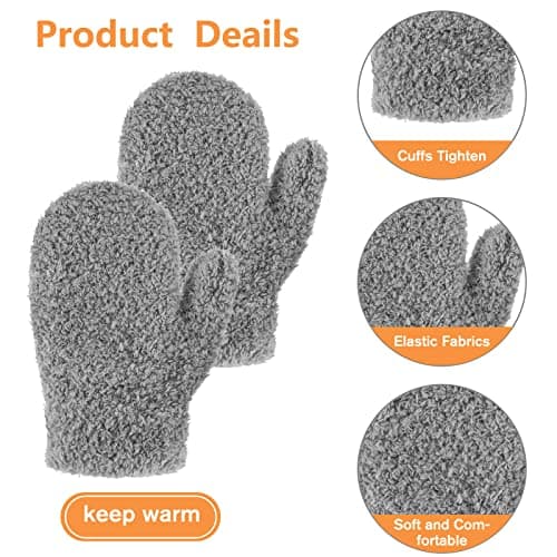 4 Pairs Kids Winter Mittens Soft Knit Gloves Set 4-10Y Earthy Tones — view 4