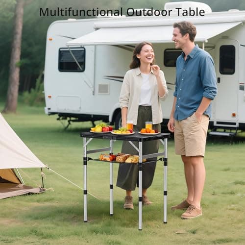 Anbte 2ft Small Folding Camping Table, Waterproof Plastic Tabletop, 58x40cm — view 2