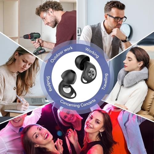 Ear Plugs for Sleep Black, 45dB Noise Cancelling Earplugs Hearing Protection for Sleep, Concentration, Travel, Work, Concerts, Ultra Comfortable Soft Reusable Silicone Ear Plugs, with 8 Tips & Case — view 6