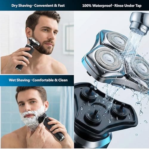 Electric Razor for Men 3-in-1 Shaver with Hair Clipper and Nose Trimmer - 3D Floating Heads, USB-C Charging, IPX7 Waterproof for Beard Nose & Face, Body and Travel,Valentines Day Gifts for — view 5