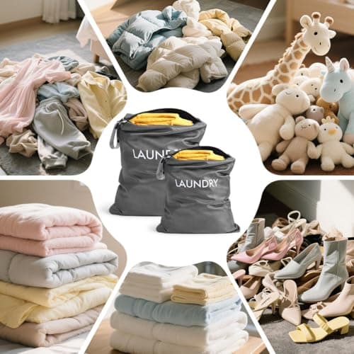 AOOTE Waterproof Travel Laundry Bag, 2 Pack Dirty Clothes Organizer with Zipper, 2 Sizes Foldable Dirty Clothes Storage Bag, Wet Bags for Travel, Swimming, Gym, Beach, Pool, Workout, Yoga, Dark grey — view 6