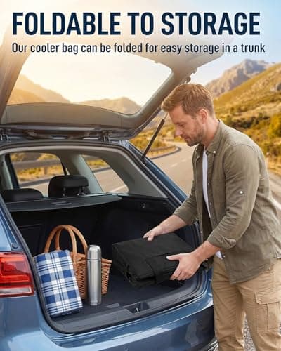 2 Pack 40L Insulated Cooler Bags, Foldable Thermal Cool Bags with Reinforced Handles and Side Mesh Pockets, Large Leakproof Food Cooler for Camping, Picnic, Travel, BBQ and Shopping, Black — view 4