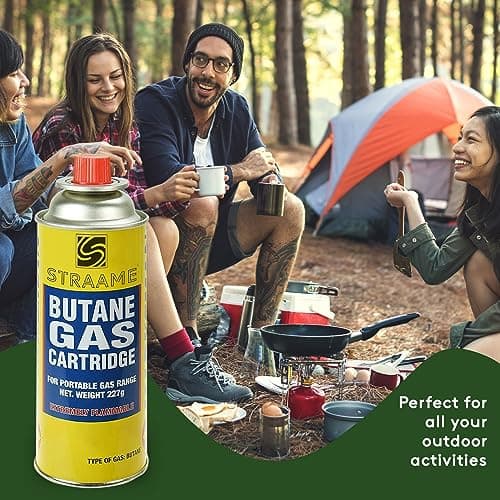 Straame Camping Gas Cartridges 227g, Portable Push-Fit Canisters, Pack of 8 — view 3