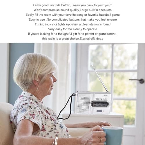 Bewinner Portable AM FM Transistor Radio, 5W Loud Speaker Long Battery Life Pocket Radio with Earphone Jack Easy Tuning for Seniors Home Outdoor Travel Silver Gray — view 3
