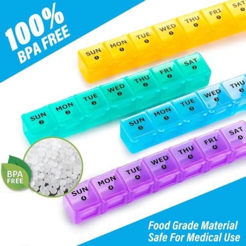 Yaklim Monthly Pill Box Organiser: Extra Large Monthly Pill Organiser 4 Week Daily Pill Container with Dust-Proof Tablet Case - 28 Day Travel Medicine Dosette Box XL Copartments Vitamin Holder — view 5