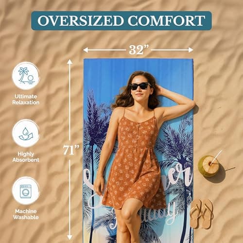 Casa Platino 2-Pack Oversized Microfiber Beach Towels – Extra Large 71"x32" Lightweight, Sand-Free, Quick-Dry – Travel, Swim, Pool, Yoga, Camping Towels for Adults & Kids – Beach Essentials - Lucifer — view 3