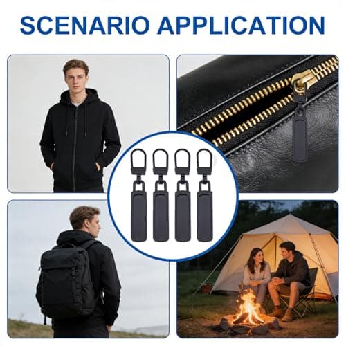 Quality Metal Zipper Pull Replacement Kit - 4 PCS Detachable Zipper Tabs for Luggage, Backpacks, Clothing Repair | Durable Black Slider Pulls, Easy Installation — view 5