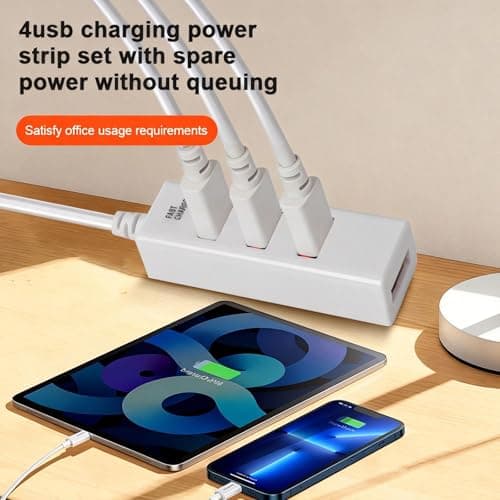 USB 2.0 Extension Cable with 4 Charging Ports USB Charging Hub Multi-Port for School, Airport, Public Space Travel — view 5