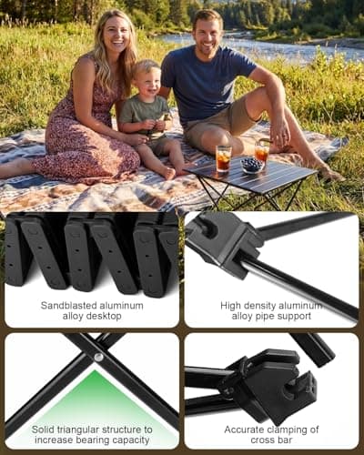 Portable Camping Table, Small Folding Camping Table with Carry Bag, Lightweight Aluminum Foldable Outdoor Table, Compact Picnic Table for Camping, Hiking, Fishing, BBQ, Garden, Patio, Beach, Travel — view 6