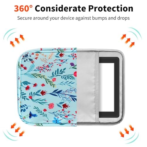 HoYiXi Universal Sleeve Bag for 6-6.8 inch E-Book Reader Compatible with 6.8" Kindle Paperwhite 2025-2012/6" All-new Kindle/Kobo/PocketBook,6" EReader With Anti-Drop Protective Cover,flower 2 — view 3