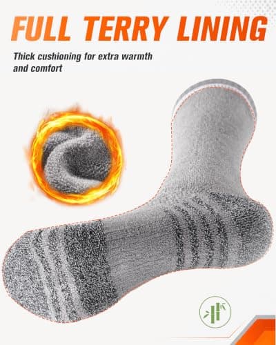 Niofind Mens Bamboo Thermal Socks, 6 Pairs Full Cushioned Breathable Socks — view 3
