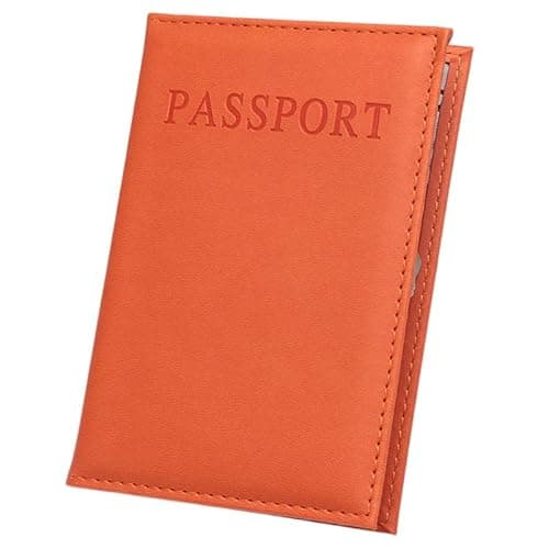 StoneMaxi Passport Cover UK Waterproof Passport Holder Travel Accessories Passport Protector PU Leather for Travel Business Cards Credit Cards and Boarding Passes (Orange)