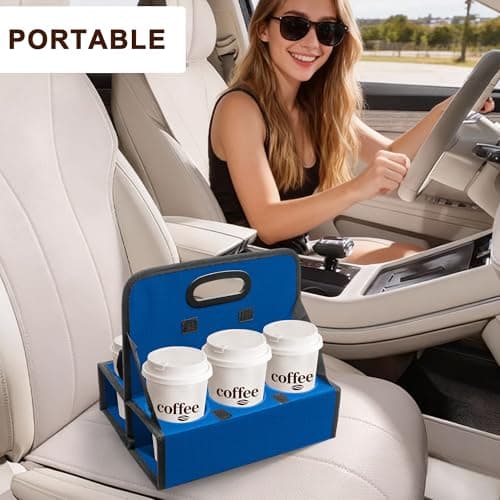 AKAYOK 6-Cup Reusable Foldable Drink Carrier with Handle –Spill-Proof Black Drink Caddy for Delivery, Office & Catering –Sturdy Beverage Organizer with Individual Compartments for Car, Travel & Events — view 5