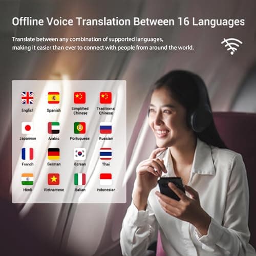 Wooask Offline Translator Device W12 144 Languages 98% Accuracy 0.5s Instant Translation Ideal for Travel, Business, and Global Communication(with Lanyard and Protective Case) (White) — view 3