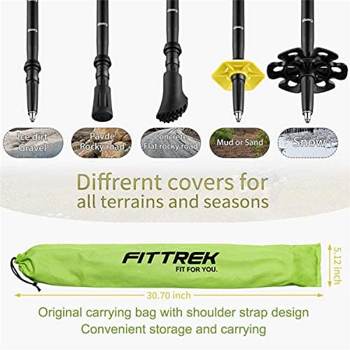 FitTrek Kids Trekking Poles - Hiking Poles - Walking Poles Telescopic - Lightweight Trekking Stick with Walking Poles Rubber Tips and Pole Bag, 1 Pair — view 4