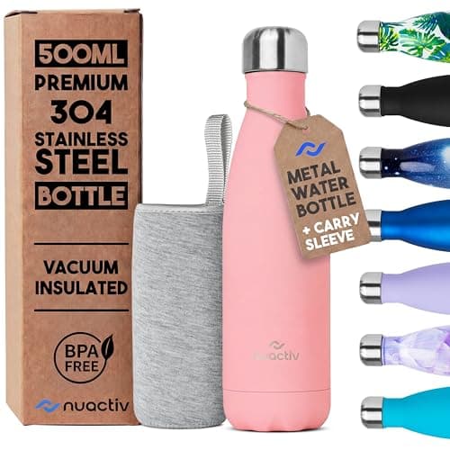 Nuactiv Stainless Steel Water Bottle 500ml Vacuum Insulated Metal Flask
