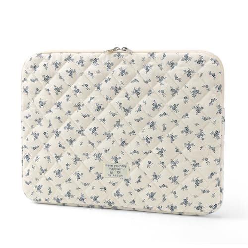 Puffy Laptop Sleeve 13 Inch Cute Floral Laptop Case Soft Quilted Computer Sleeve Protective Cover for MacBook, iPad, Notebook, Chromebook