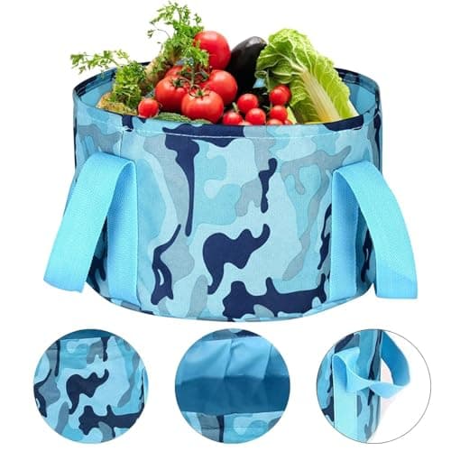Foldable Pedicure Spa Bowl, Foot Bath Massage Barrel Home Pedicure Basin for Camping Washing Fishing (Camouflage Blue) — view 3