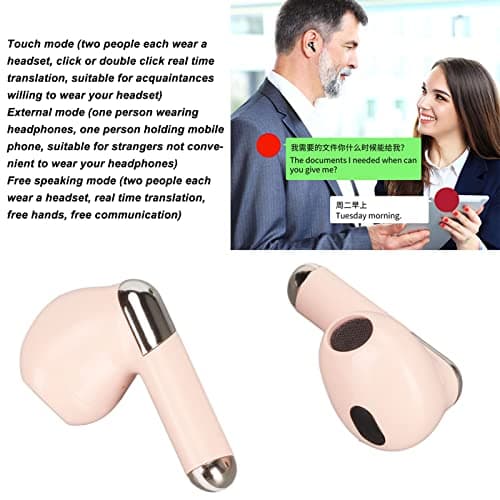Language Translator Earbuds, Bluetooth 5.3 Two Way Translator Device with 3 Translation Modes for 144 Languages, Earbud Translator with 300mah Charging Case (Pink) — view 2